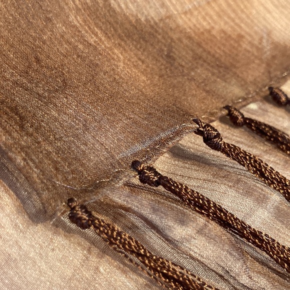 Ralph Lauren chiffon silk long scarf with fringe - Picture 15 of 16